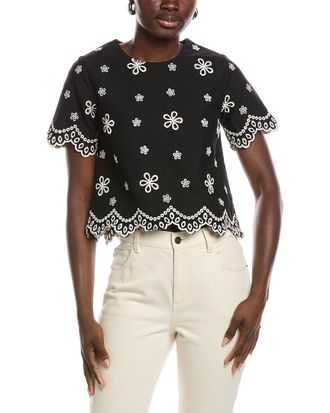 Gracia Embroidered Eyelet Crop Top