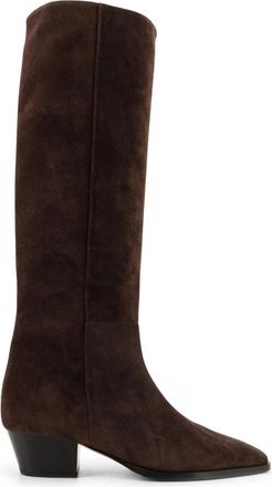 Aeyde Bruine Leren Puntige Neus Laarzen - Dames - Cowboylaarzen - Bruin - 37 EU - Schoenen