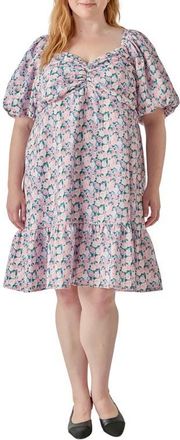 English Factory Floral Puff Sleeve Minidress in Lilac Pink at Nordstrom, Size 3X