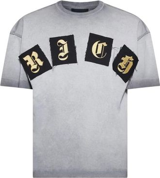 John Richmond Cotton T-shirt met Logo Applicatie en Print aan de Voorkant - Dames - T-shirts - Grijs - M - Katoen - Tops