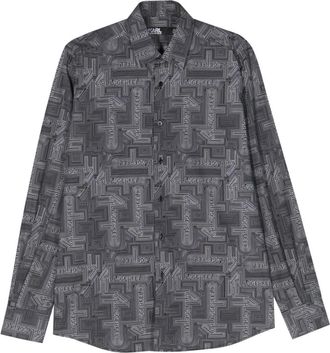 Karl Lagerfeld logo-print cotton shirt - men - Cotton - 38 - Black