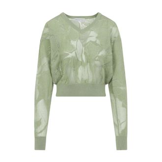 Dries Van Noten V-neck Knitwear, female, Green, Size: S Womens Sweaters Clothing Green Ss26