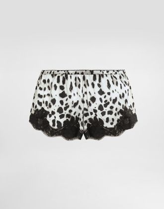 Dolce & Gabbana Leopard-print Satin Shorts With Lace Inserts - Woman Underwear Print Satin 3