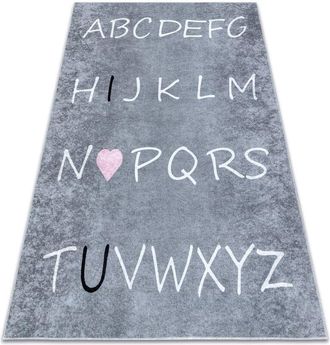 RugsX Rugsx - Alfombra Lavable Junior 52106.801 Alfabeto Para Ni&ntilde;os Antideslizante - Gris Grey 120x170 Cm