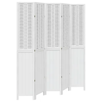 vidaXL Vidaxl Divisorio Ambienti 5pannelli Bianco Legno Massello Di Paulownia