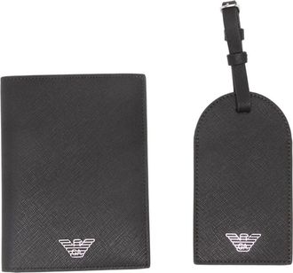 Emporio Armani logo-plaque passport holder (set of two) - Black