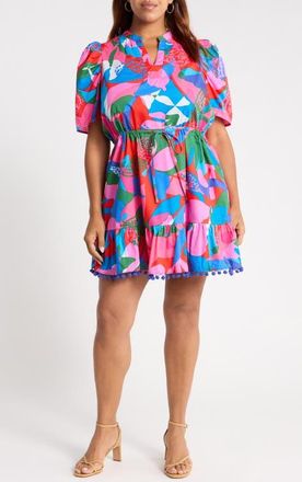 Sugarlips Exene Gerica Floral Shift Dress in Pink-Blue-Green at Nordstrom, Size 1X