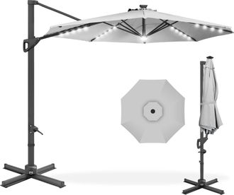Best Choice Products 10ft 360-Degree Solar LED Lit Cantilever Patio Umbrella, Outdoor Hanging Shade