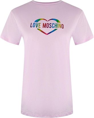 Moschino Love Moschino Multi Colour Heart Logo Pink T-shirt