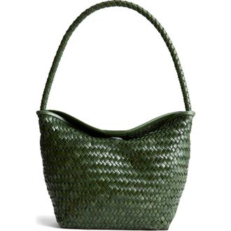 Madewell The Handwoven Leather Shoulder Bag in Golf Green at Nordstrom
