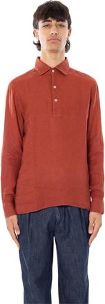 MC2 Saint Barth Raphael Linnen LS Poloshirt - Heren - Polos - Rood - XL - Linnen - Tops