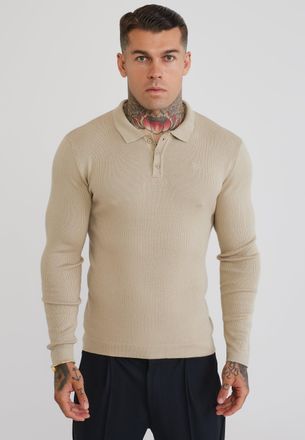 Siksilk Hombre Piedra Polo de Punto de Manga Larga XXL