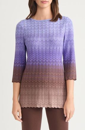 Misook Ombr&eacute; Pointelle Sweater in Purple Multi at Nordstrom, Size Large