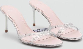 Mango Sandali tacco fasce strass argento - Donna - 36 - MANGO