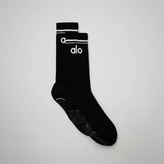 Alo | Womens Throwback Barre Socks in Black/White, Size: Medium/Large