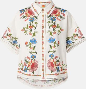 Farm Rio Camicia Stitched Garden in misto lino