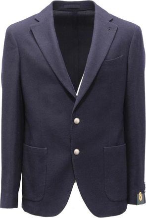 L.B.M. 1911 Zachte Wollen Blend Textuur Jas - Heren - Blazers - Blauw - S - Wol - Jassen