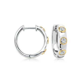 Ross-Simons Lab-Grown Diamond Hoop Earrings in Sterling Silver and 18kt Gold Over Sterling