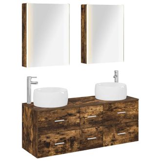 vidaXL Juego De Muebles De Ba&ntilde;o 5 Uds. Roble Ahumado Vidaxl