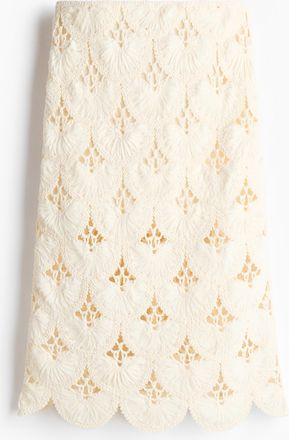 H&M Bleistiftjupe im H&auml;kellook - White