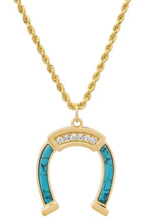 Established Diamond & Turquoise Horseshoe Pendant Necklace at Nordstrom