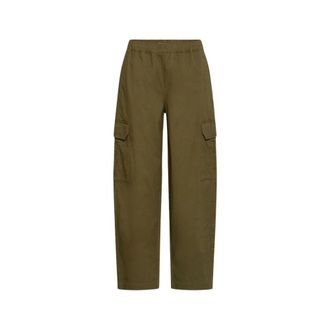 b.young Wijde broek - Dames - Broeken - Groen - Maat: S Katoen