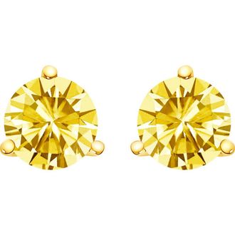 House of Brilliance 14K Gold 3-Prong Martini Set 1.0 Cttw Yellow Lab Grown Diamond Solitaire Stud Earrings at Nordstrom