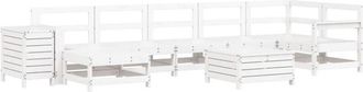 vidaXL Juego De Sof&aacute;s De Jard&iacute;n 9 Pzas Madera Maciza De Pino Blanco Vidaxl