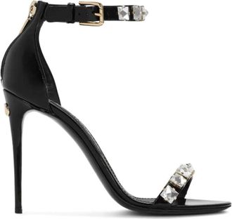Dolce & Gabbana Kristalversierde hoge hak sandalen - Dames - Sandalen met hakken - Zwart - 40 EU - Schoenen