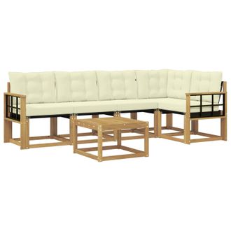 vidaXL Conjunto De Sof&aacute;s De Exterior Con Coj&iacute;n 6 Pcs Blanco Y Crema Vidaxl