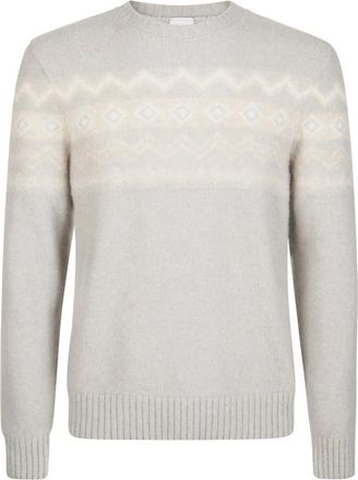 Eleventy Maglia Girocollo Jacquard - Heren - Cashmere truien - Grijs - S - Kasjmier - Truien & Vesten