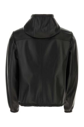 Prada Mens Black Nappa Leather Reversible Jacket Nero Agnello-Poliammidericiclat Giacche Pelle