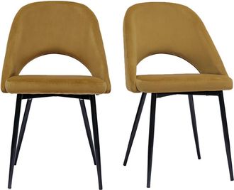 Miliboo Set De 2 Sillas De Terciopelo Bronce Con Patas De Metal Cosette