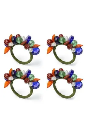 Tiramisu Forest Cluster Set of 4 Napkin Rings in Green/Blue at Nordstrom Rack