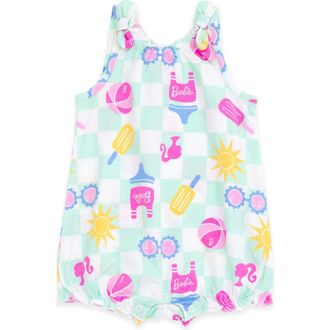 BARBIE Sleeveless Bubble Romper in Pale Turquoise at Nordstrom, Size Newborn