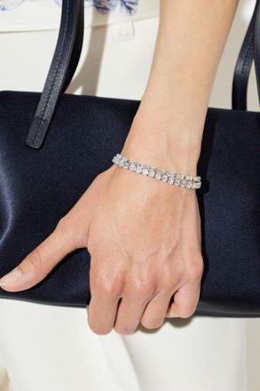 Ferragamo Bracelet With Crystals, Womens, Silver