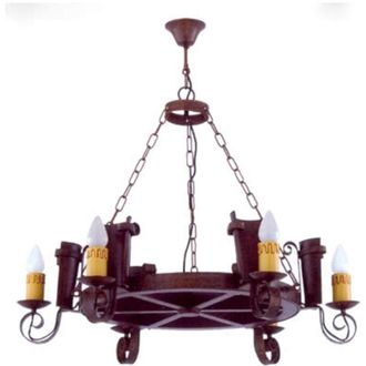 Fabrilamp Fabrilamp - L&aacute;mpara De Techo R&uacute;stica Teja 6luces. 6xe27 60w. Medidas (86x62cm)