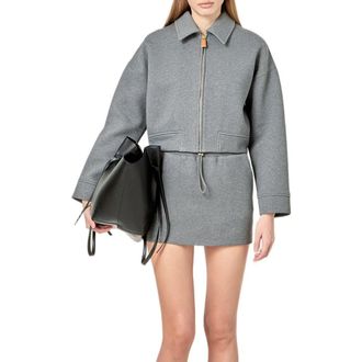 English Factory Crop Zip Cotton Jacket in Charcoal at Nordstrom, Size X-Small