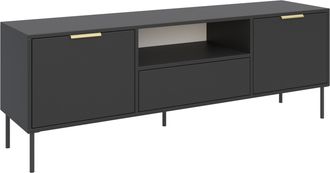 Selsey Selsey Vena - Mueble Tv 2 Puertas Con Caj&oacute;n Y Hueco - Negro - 160 Cm