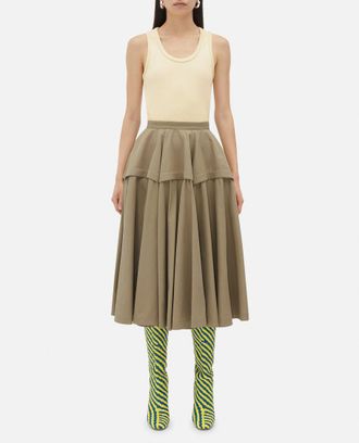 Bottega Veneta Beige Wide Midi Skirt