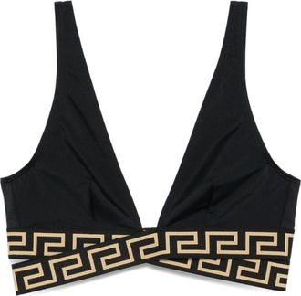Versace Black Greca-detailing Bikini Top