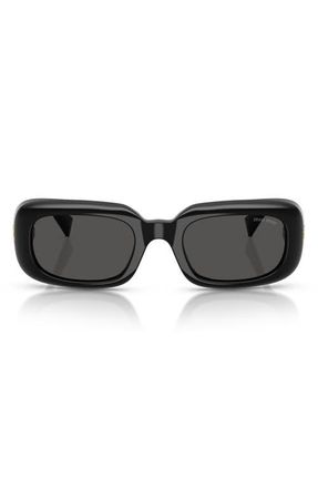 Miu Miu 52mm Rectangular Sunglasses in Black /Dark Grey at Nordstrom