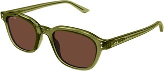 Gucci Ronde Zonnebril - Heren - Zonnebrillen - Groen - 50 MM - Nylon - Accessoires