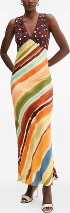 Never Fully Dressed Maxi-jurk verfraaid met V-hals - Oranje