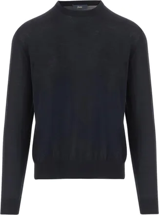 Herno Dark Navy Wool-Silk Blend Sweater
