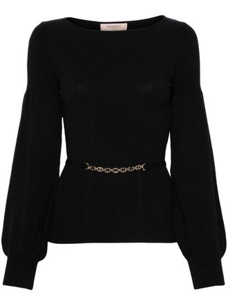Twin-Set Maglione con scollo a barca - Nero
