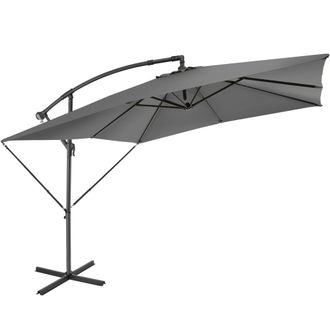 TecTake Parasol con manivela 2,5 x 2,5 m, gris claro
