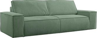 Vente-Unique Sof&aacute; cama de 4 plazas de pana en verde almendra AMELIA