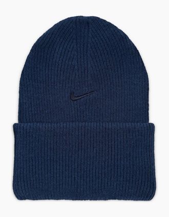 Nike Mens Peak Soft Feel Ribbed Adjustable Cuff Beanie - Navy - Size: ONE size