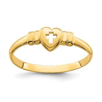 Diamond2Deal 14k Yellow Gold Heart Cut-Out Cross Ring